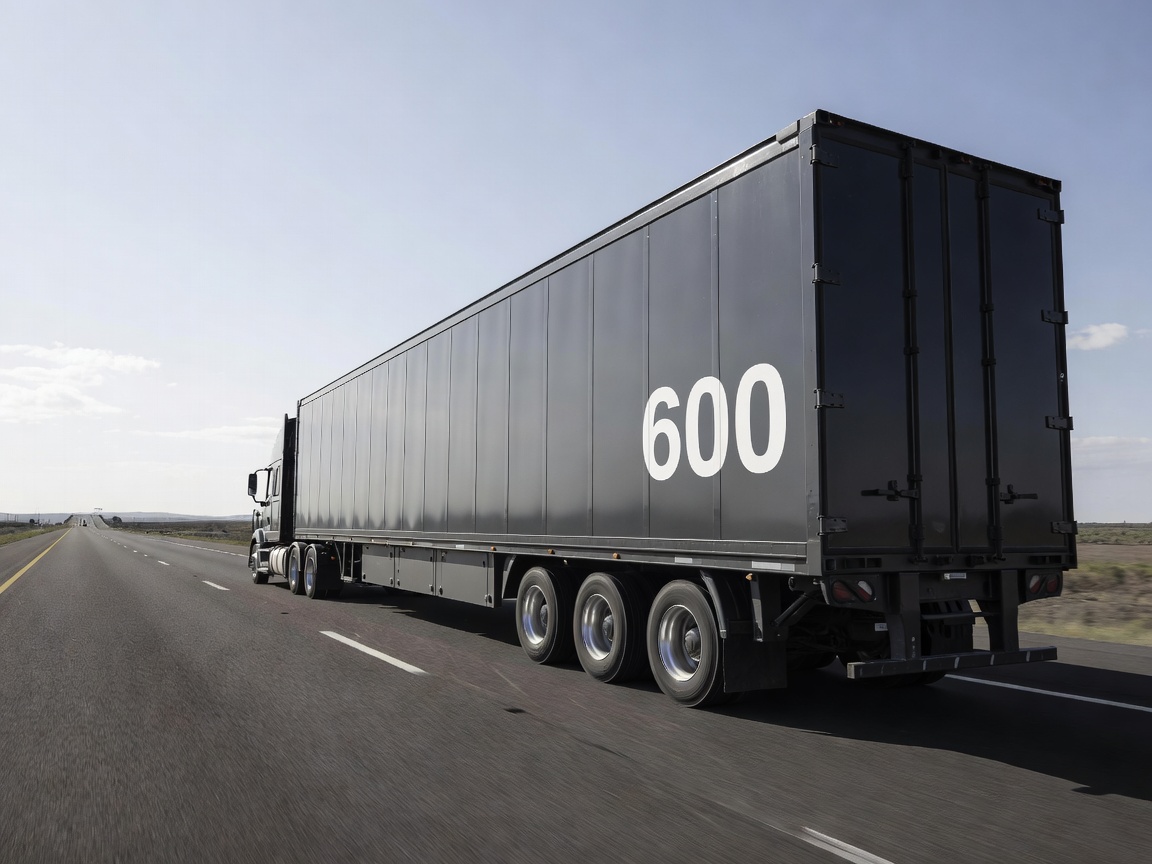 Enclosed vehicle transport trailer on a road