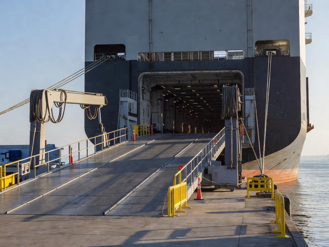 Vehicle carrier ramp prepared for loading